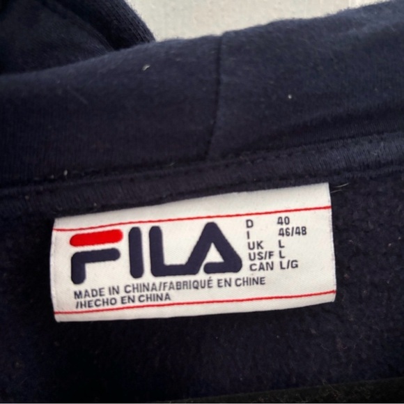Fila Women's Red and Blue Cropped Hoodie Sweater - Picture 3 of 3